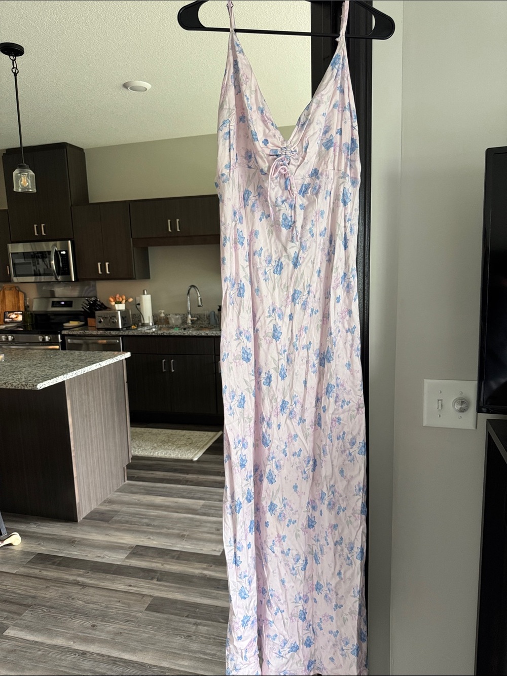 Target Pink Floral Maxi Slip Dress with Blue Floral Print